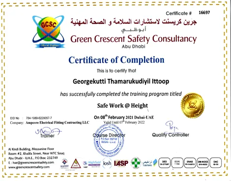 WAH Certificate — Georgekutty